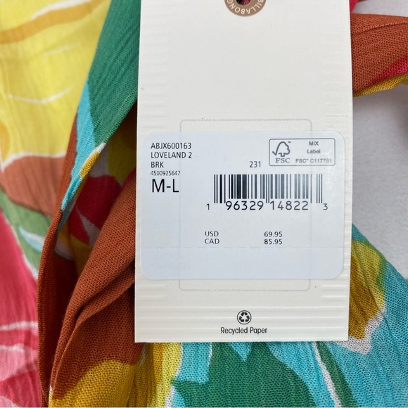 Billabong Love Land Floral Open Cardigan Kimono Beach Cover Up Size M / L - Picture 11 of 11